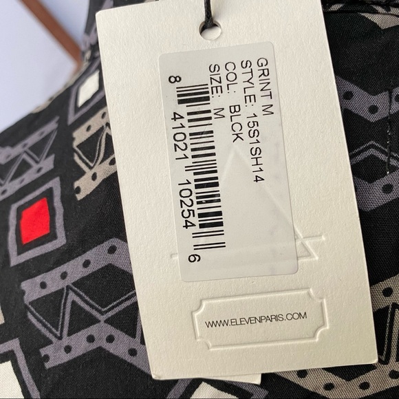 NWT Eleven Paris Geometric Viscose Snap Button Shirt - Picture 6 of 14